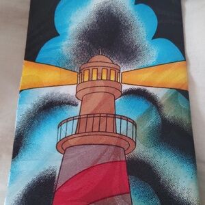 Christian Religious Spiritual Lighthouse & Cross Necktie Bright Colors